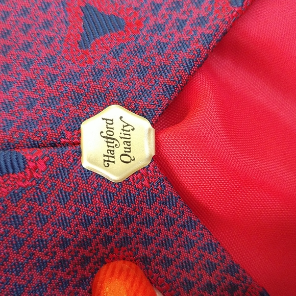 Hartford Quality mens necktie red blue acetate Authentic Vintage tie - Picture 4 of 5